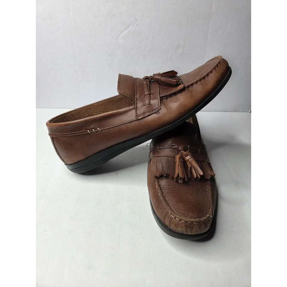 Dockers Mens Brown Leather Kiltie Tassel Loafers Memory Foam 90-38067 Size 10M